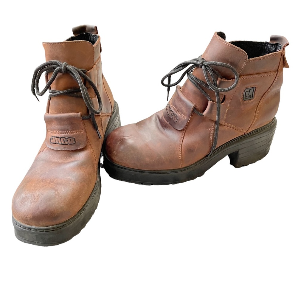 JNCO Brown Leather Block Heel Boots